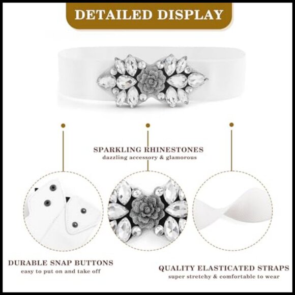 Rhinestone Stretch Belt Wide Formal Elegant Dressy Waist Cincher Accessory main image 6